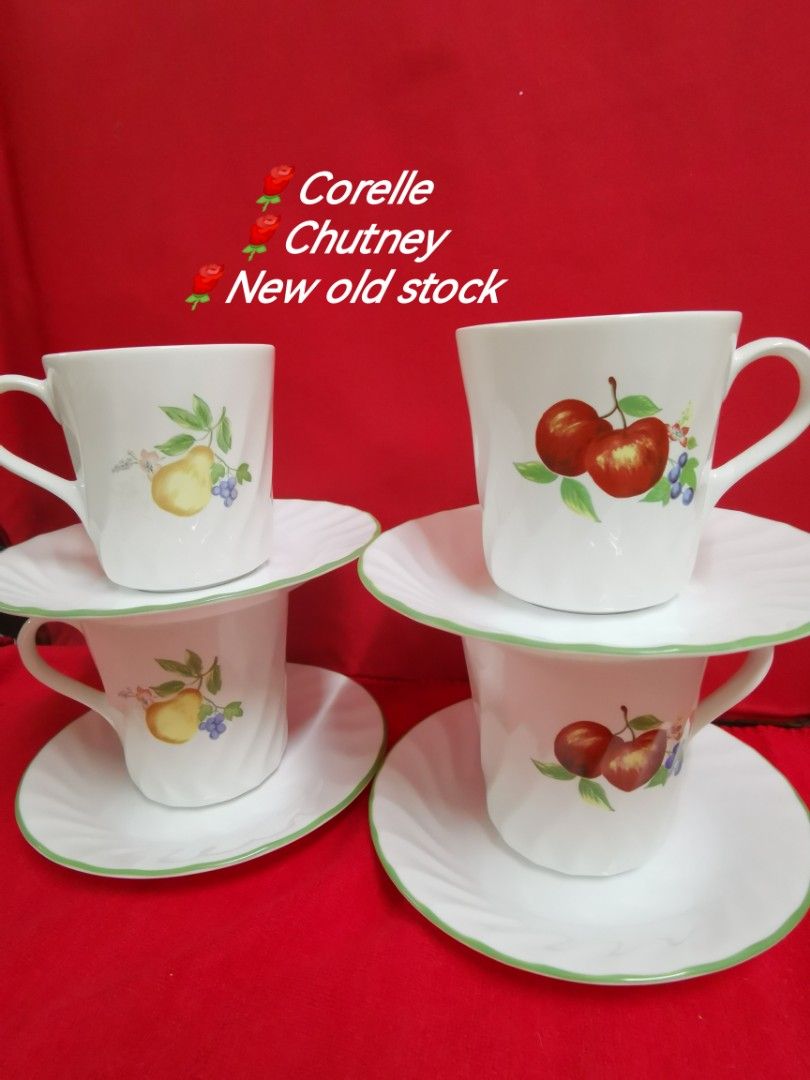 CORELLE CHUTNEY CUP AND SAUCER Furniture Home Living Kitchenware Tableware Coffee Tea Tableware on Carousell