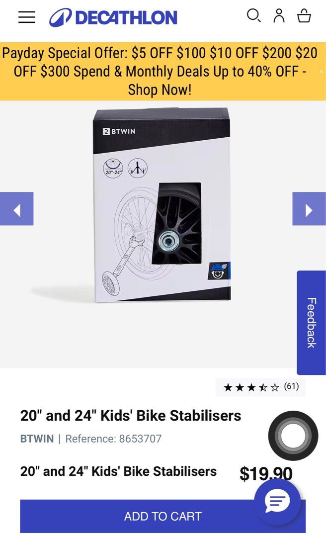 Decathlon 20 and 24 Kids Bike Stabilisers