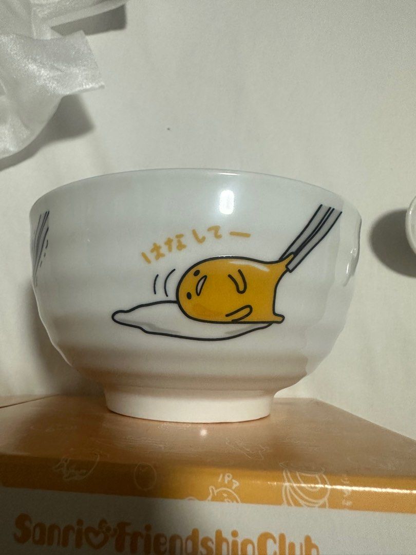 Gudetama Ramen Bowl and Spoon (Category: Dinnerware & Cutlery) located in Paranaque City. Submitted by kimaebl (Listing ID 1305406405, Image 3). Description: Box included with different patterns on the side Sanrio Friendship Club.
