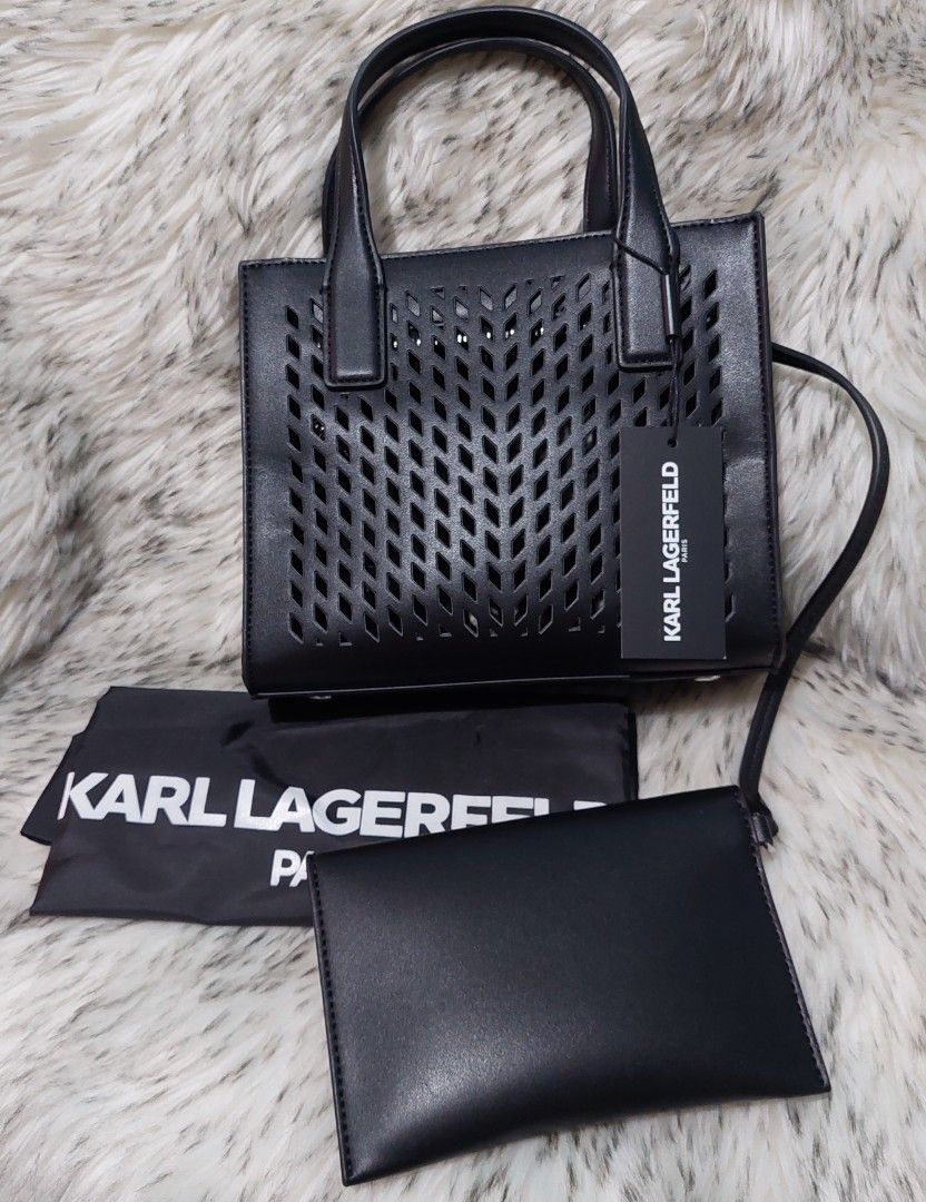 Authentic Karl Lagerfeld Nouveau Small Tote (Category: Cross-body Bags) located in Pasig City. Submitted by carou12431 (Listing ID 1305459561, Image 3). Description: On hand ‼️ Authentic Karl Lagerfeld Nouveau Small Tote 📍 From P7,000 to P5,600.00 only 📍 Inclusion: small pouch, keychain and dust bag and sling 🛵 Delivery via LBC or Lalamove 💵 Payment via Gcash Disclaimer: we are not affiliated with any brands posted on this account. Copyright 