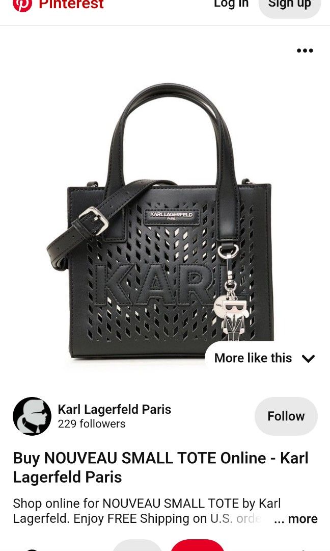 Authentic Karl Lagerfeld Nouveau Small Tote (Category: Cross-body Bags) located in Pasig City. Submitted by carou12431 (Listing ID 1305459561, Image 2). Description: On hand ‼️ Authentic Karl Lagerfeld Nouveau Small Tote 📍 From P7,000 to P5,600.00 only 📍 Inclusion: small pouch, keychain and dust bag and sling 🛵 Delivery via LBC or Lalamove 💵 Payment via Gcash Disclaimer: we are not affiliated with any brands posted on this account. Copyright 