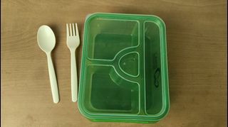 [ FREE ] Lunch Box Portable with Spoon Fork, with divider Bento Storage tumbler