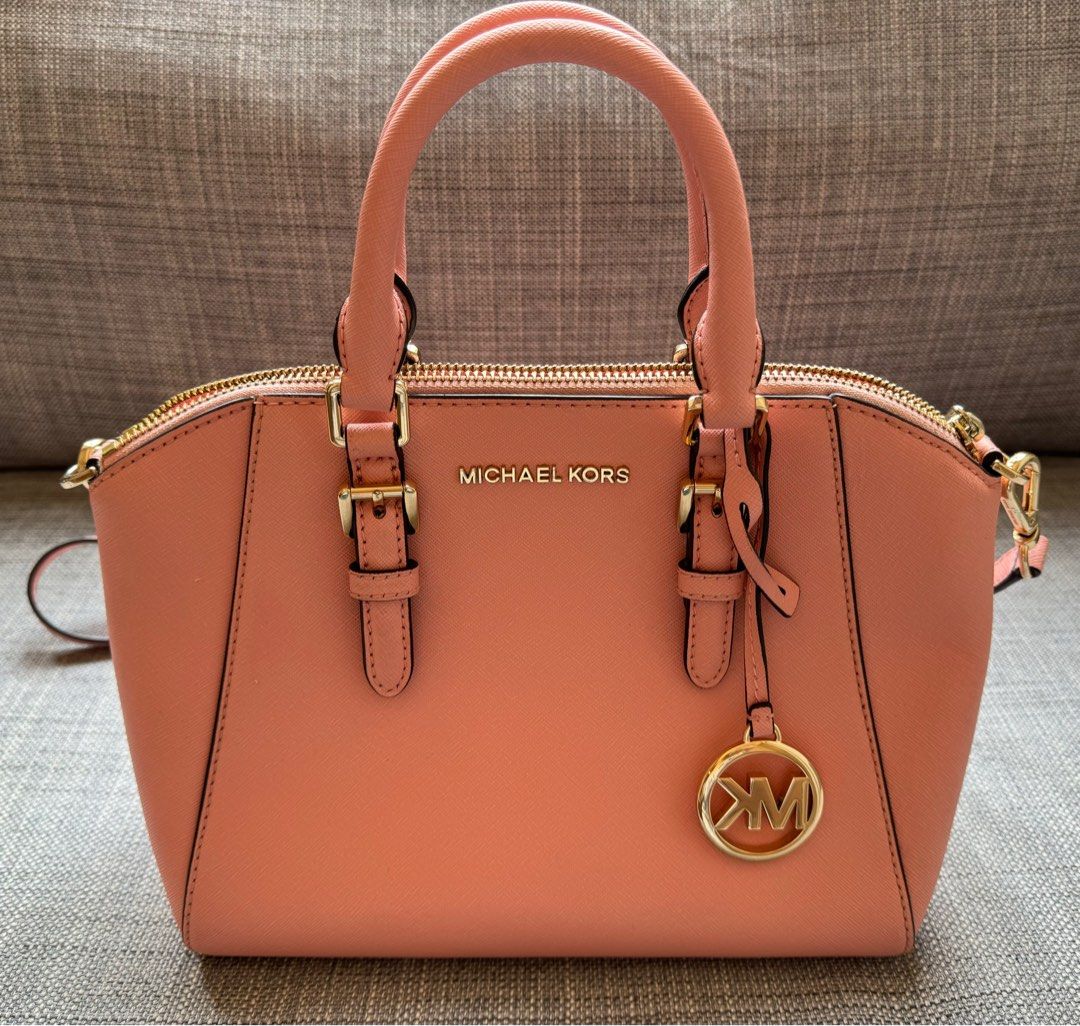 MK Ciara Medium Pink Saffiano Leather Cross Body Bag Carousell