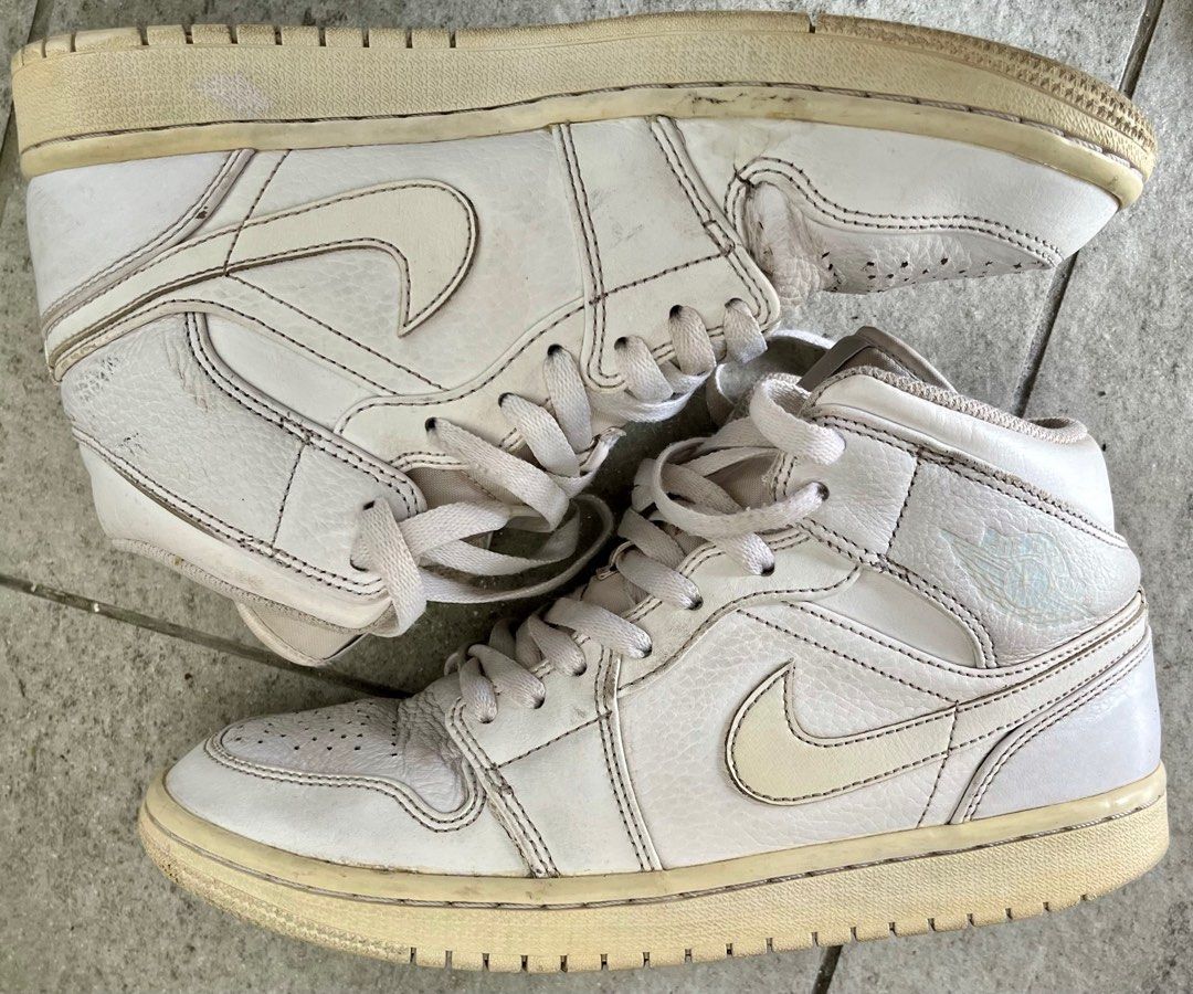 nike air jordan 1 mid triple white aj1