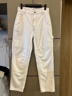Pull & Bear white denim with brown stitches