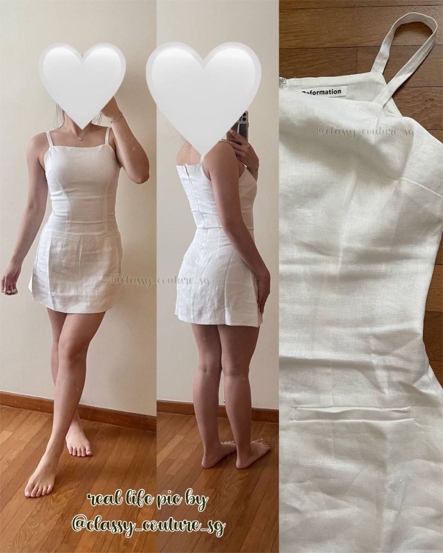 Reformation Phillipa Linen Mini Dress in White | Aquamarine Blue | Antibes  Stripe, Women's Fashion, Dresses & Sets, Dresses on Carousell