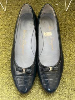 Salvatore Ferragamo Navy Blue Leather Shoes sz 8.5