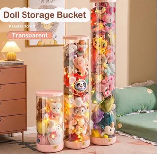 Stuffed toy doll storage plastic container