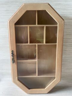 Vintage Wooden Small  Display Glass Cabinet Curio for Miniature Collections