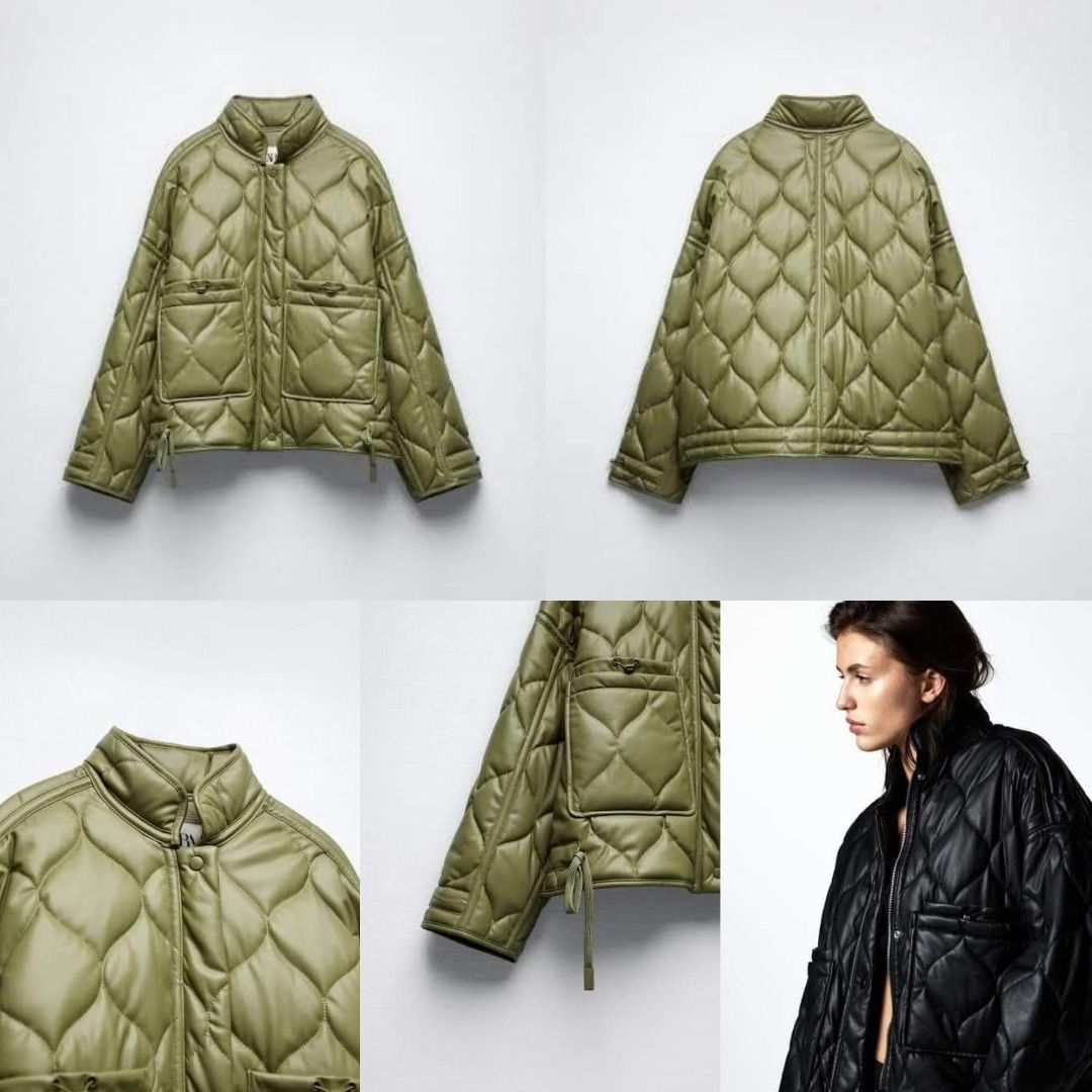 Zara quilted leather jacket top