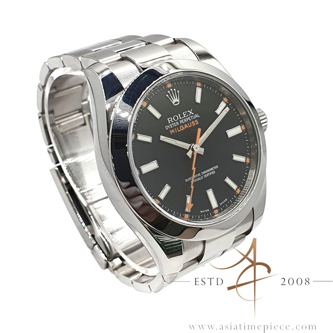 2012 Rolex Milgauss 116400 Black Dial Orange Lightning Bolt Full Set Luxury Watches on Carousell