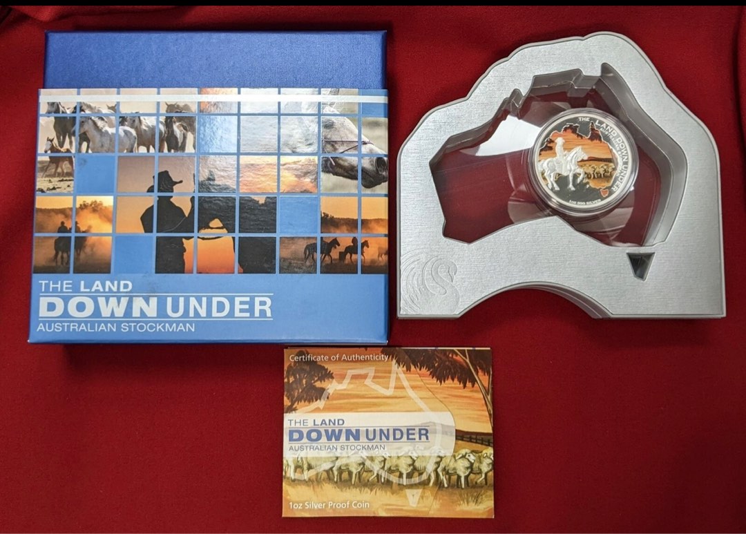 2014 $1 The Land Down Under Australian Stockman 1oz Silver Coloured ...