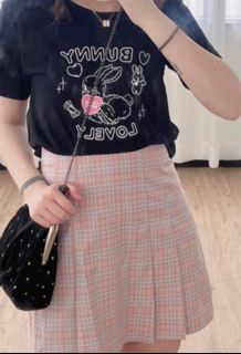 韓國粉色格仔短裙64246850307201110