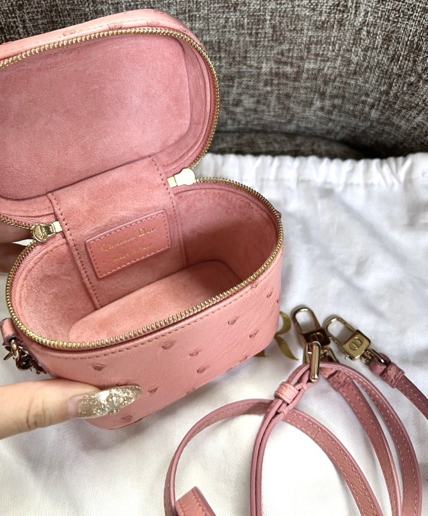 珍稀鴕鳥皮 小可愛 Dior 迪奧 vanity mini 迷你 盒子 包包 小廢包, 名牌精品, 精品包與皮夾在旋轉拍賣