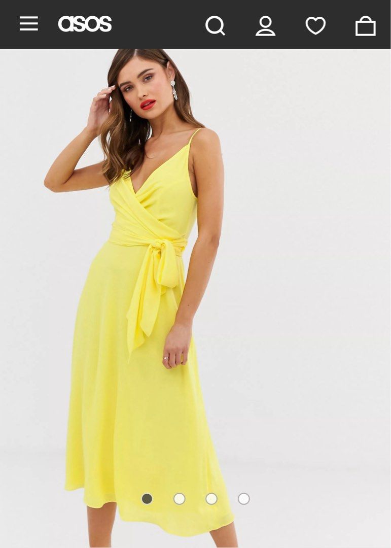 Asos design cami wrap midi dress with tie waist top