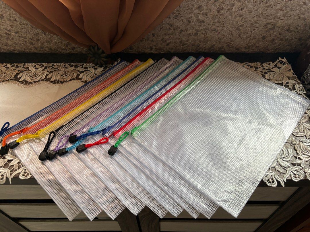 Assorted Colours Translucent A4 Mesh Zip Folder