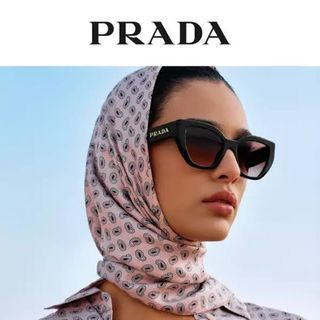 Auth💯 PRADA Eyewear Sunglasses - Black Dark Gray/Gold