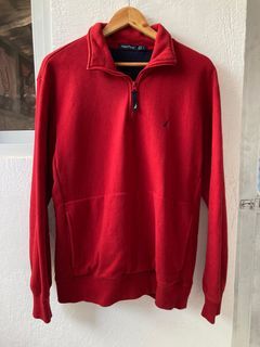 Authentic Nautica Red Sweater Quarter Zip for Men’s, L on tag dimes is 24.4 X 29