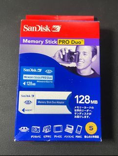Brandnew Sandisk Memory Stick Duo Adaptor with 128MB Memory Stick Pro
