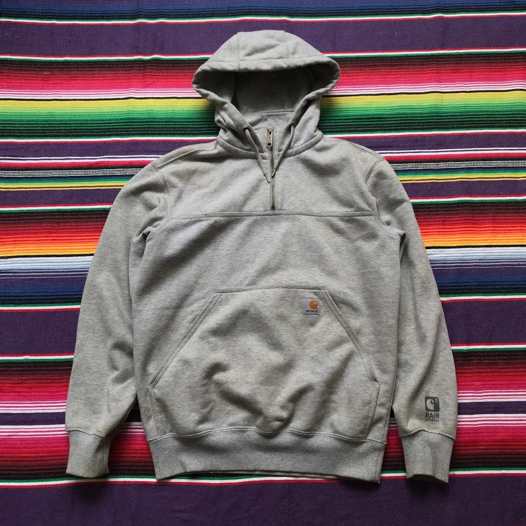 Carhartt Heavyweight Rain Defender Hooded Sweatshirt Half zip Heather Grey 100617 034 bukan dickies uniqlo detroit michigan chore FR Flame Resistant