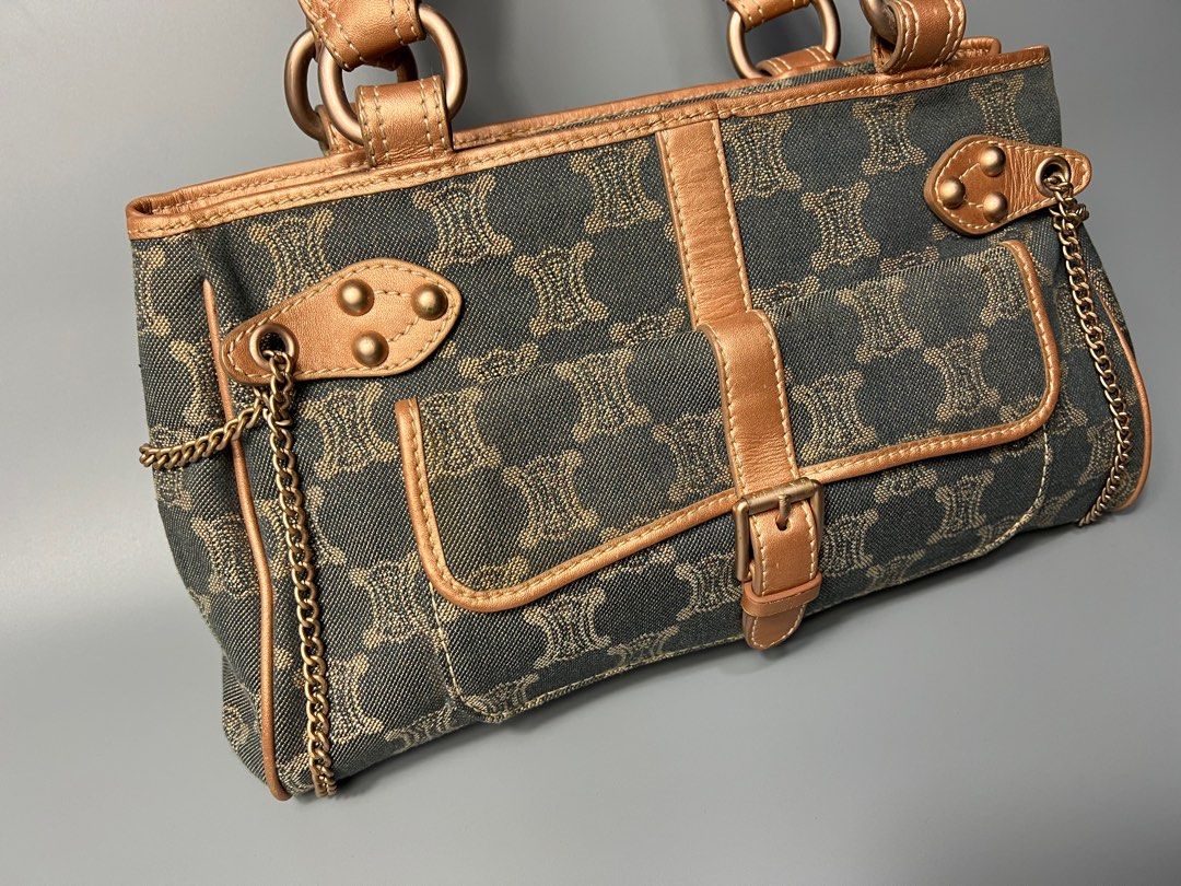 Celine denim macadam triomphe shoulder/handbag (Category: Luxury Bags & Wallets) located in Binalonan. Submitted by sheenaluxarchive (Listing ID 1305514747, Image 2). Description: no major flaws.