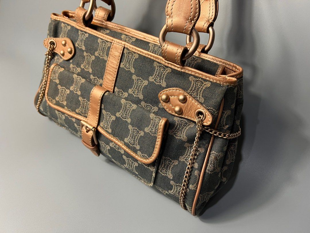 Celine denim macadam triomphe shoulder/handbag (Category: Luxury Bags & Wallets) located in Binalonan. Submitted by sheenaluxarchive (Listing ID 1305514747, Image 3). Description: no major flaws.