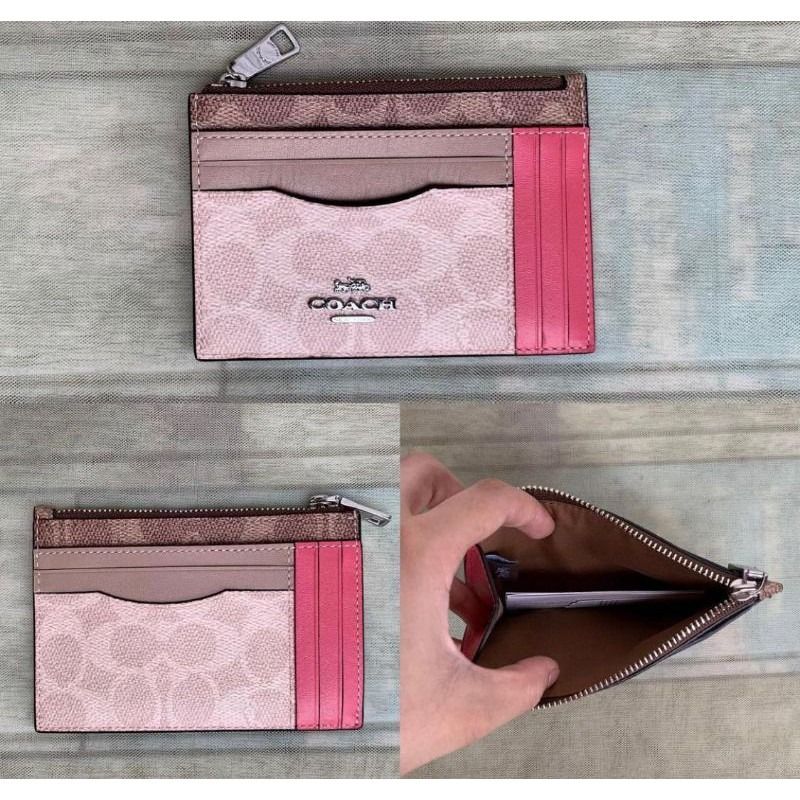 Coach Large Card Case In Blocked Signature Canvas Women Card Holder Wallet Purse