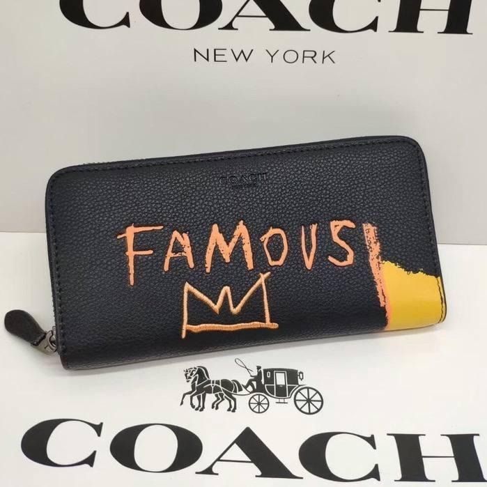 Coach X Jean Michel Basquiat Accordion Zip Wallet In Leather (Women Men  Long Fold Purse)