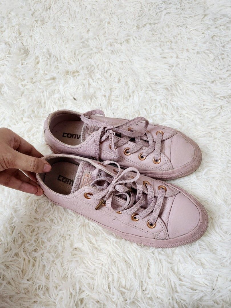 Converse all star low leather burnished lilac rose gold exclusive top