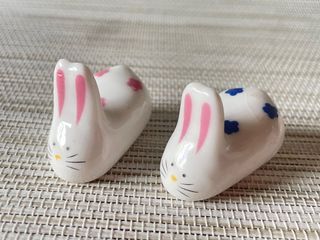 Cute Bunny Pair Ceramic Chopstick Rest