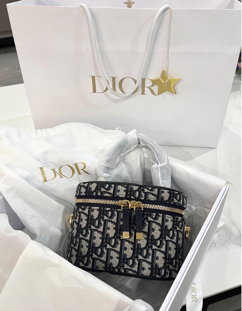 Christian Dior パーティーバッグ アクセサリーポーチ CD金具 Dior cd signature vanity bag with handle oblique logo印花