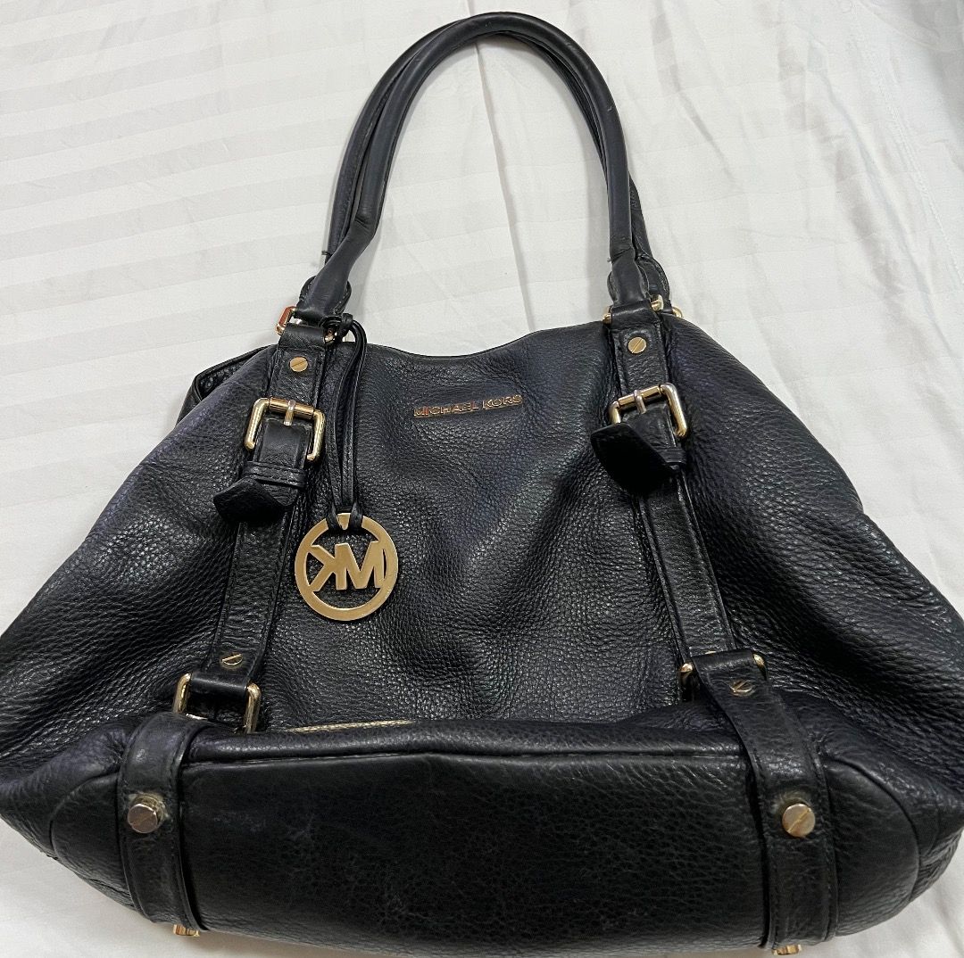 Michael kors black soft leather handbag online