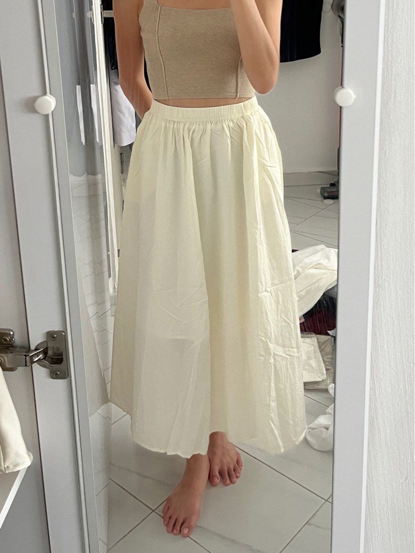 Flowy cream skirt sale