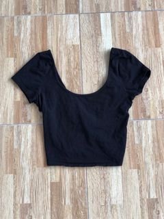 FOREVER 21 BLACK SEXY CROSS BACKLESS CROP TOP
