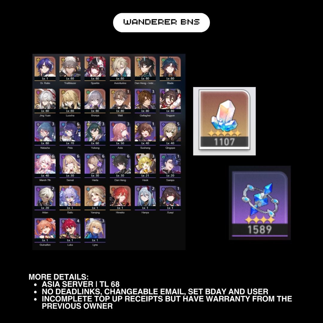 hsr honkai star rail acc account for sale, Video Gaming, Video Games ...