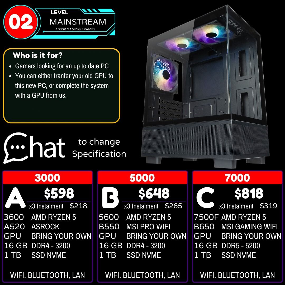 IMMERSE INFINITE DESKTOP GAMING PC MASTERLIST AMD RYZEN 4500