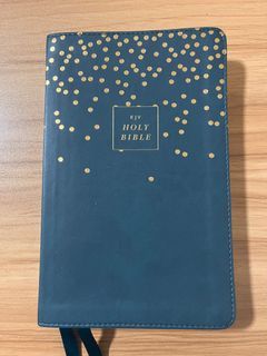 KJV Holy Bible Thinline Blue & Gold Youth Edition LeatherSoft