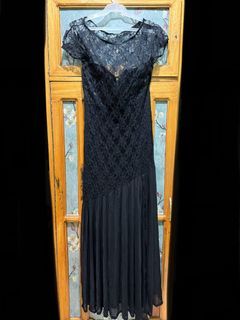 long black mesh corset evening dress