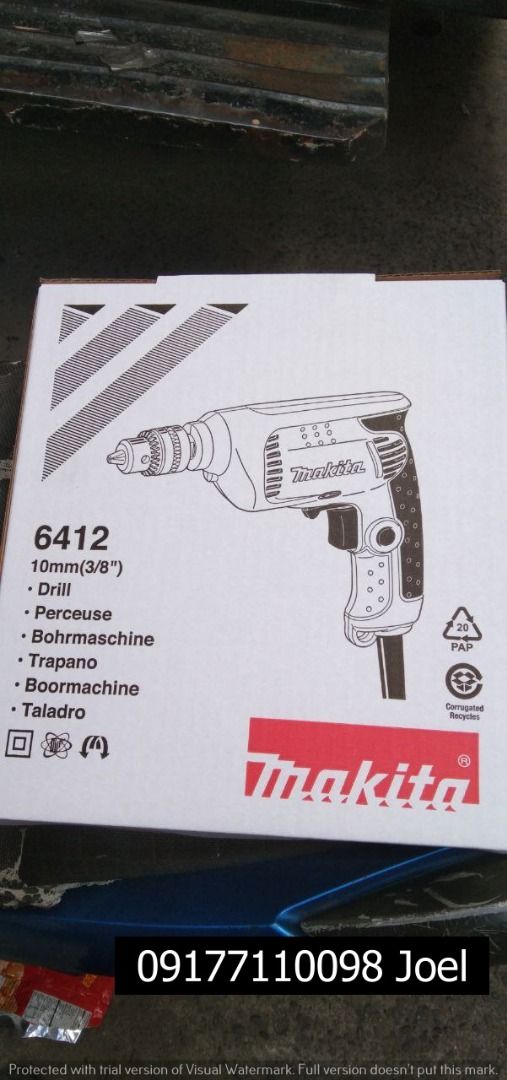 Makita Hand Drill (Category: Construction Tools & Equipment) located in Manila. Submitted by joeyroque09 (Listing ID 1305502504, Image 1). Description: Makita Hand Drill Model: 6412 Specs: 10mm (3/8"), 450w Price: 7,300/pc.