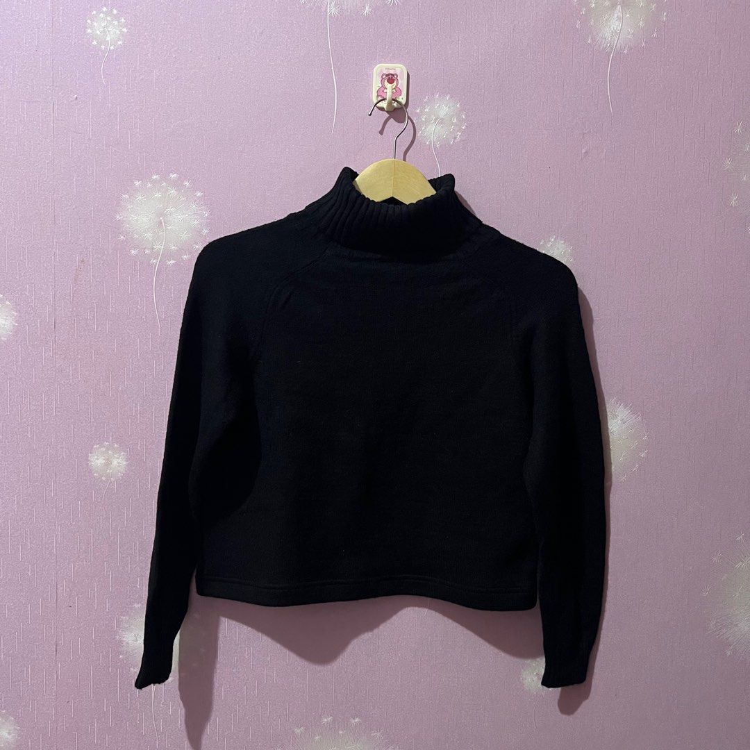 [no nego] CROP TOP CARDIGAN/SWEATER TURTLE NECK RAJUT KNIT TEBAL WANITA