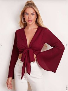 PLUS SIZE COVER UP LONG SLEEVES CARDIGAN CROPTOP COVER UP MAROON RED SEXY SUMMER COVER UP OR FORMAL 2xl-4xl