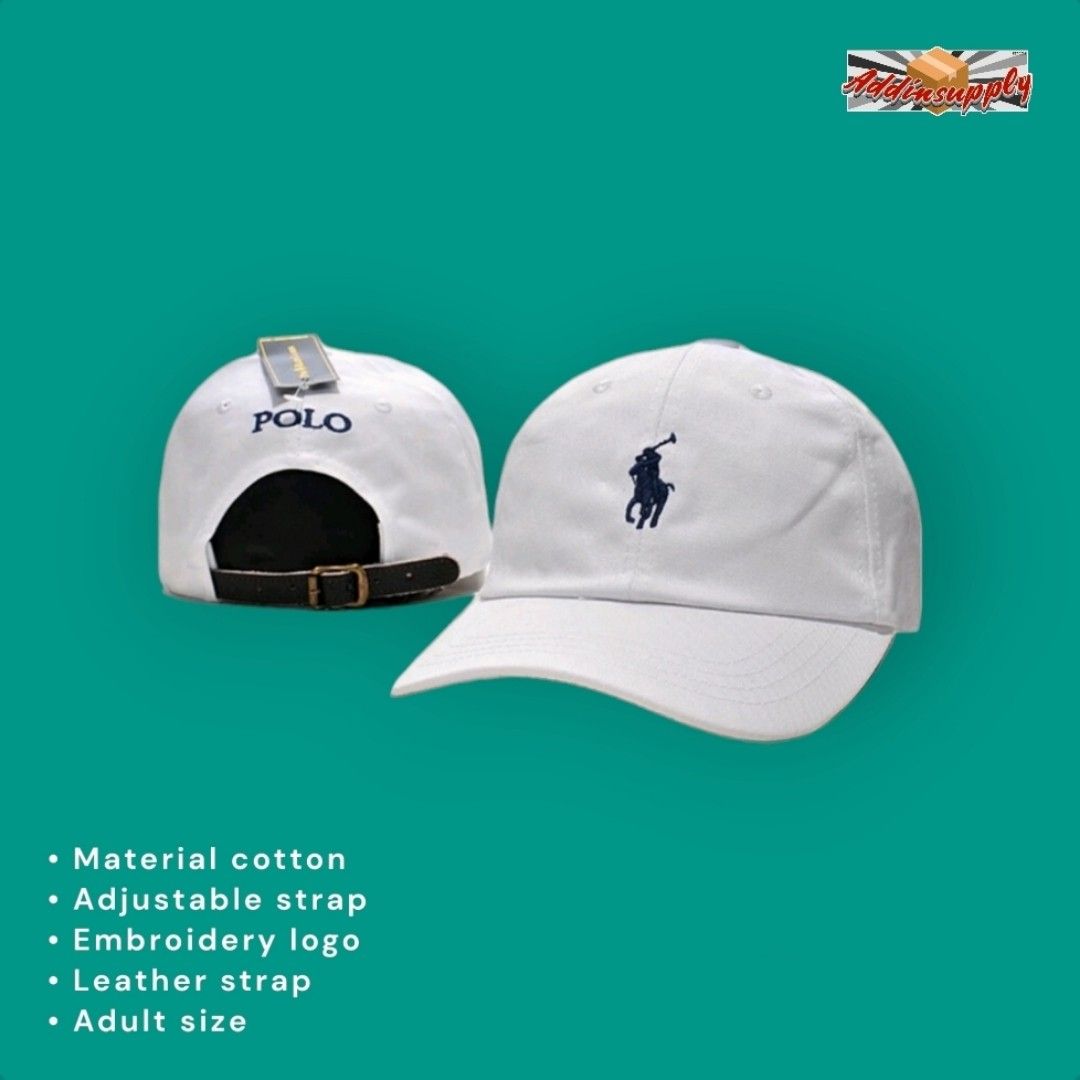White ralph lauren hat leather strap cheap
