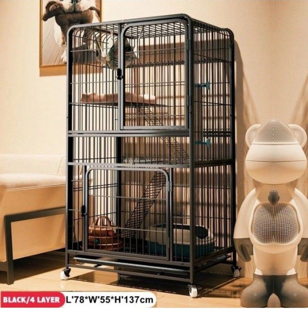 PROMO Left 1 Upgrade Metal Thickened 4 tier Large Size Cat cage Pet Villa