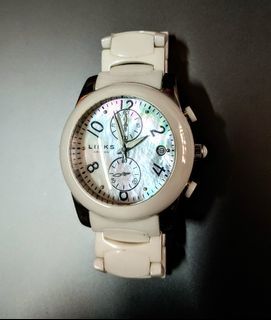 RARE! 100% authentic links of london fully ceramic with mother of pearl dial chronograph watch