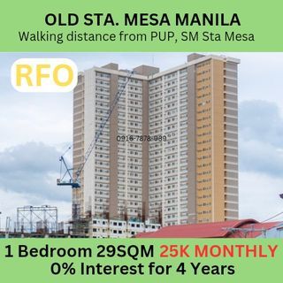 RFO 1 Bedroom 29sqm 5% DP Lipat Agad Rent to Own Condo in Sta Mesa Manila Covent Garden nr PUP FEU UST Ubelt Recto Quiapo SM Sta Mesa Cubao Araneta QC San Juan Greenhills Magnolia nm
