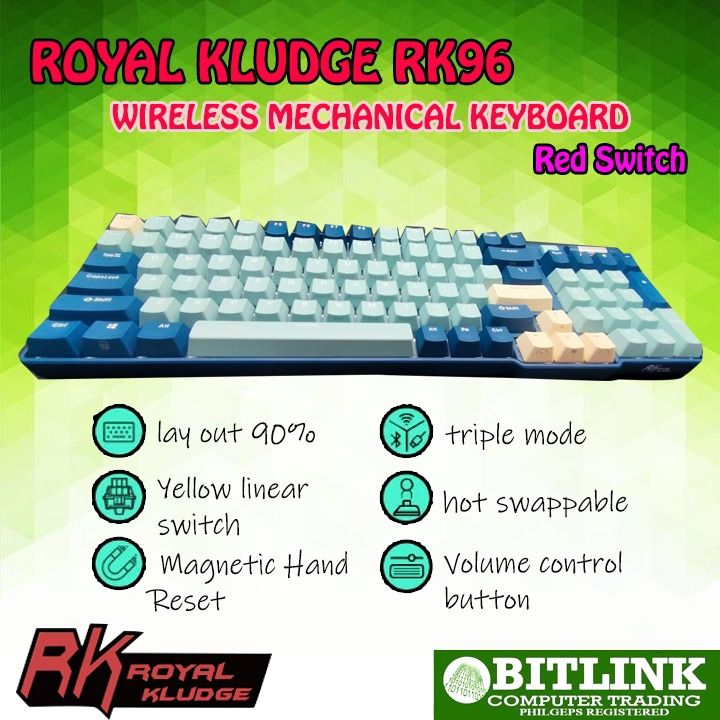 ROTAL KLUDGE RK96 WIRELESS MECHANICAL KEYBOARD, Computers & Tech, Parts ...