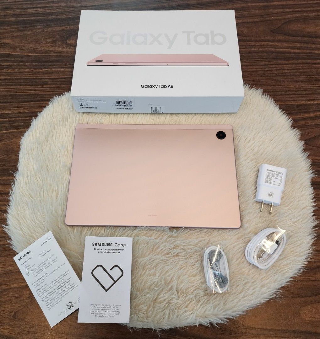 Samsung Galaxy Tab A8 (Category: Android) located in Makati City. Submitted by fifth_avenue_shop_mnl (Listing ID 1305617917, Image 1). Description: Color: pink gold Model: SM-X200 ROM-: 64GB RAM: 4GB USB cable USB power adapter Ejection pin Specifications CPU Speed: Octa-Core 2GHz4 Battery Capacity: 7,040mAh Camera Resolution: 8MP AF + 5MP (front) Resolution Main Display: 1920 × 1200 External Memory Support: 1TB expandable memory Processor CPU Sp