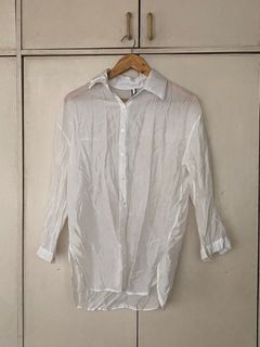 sheer white button down long sleeve shirt