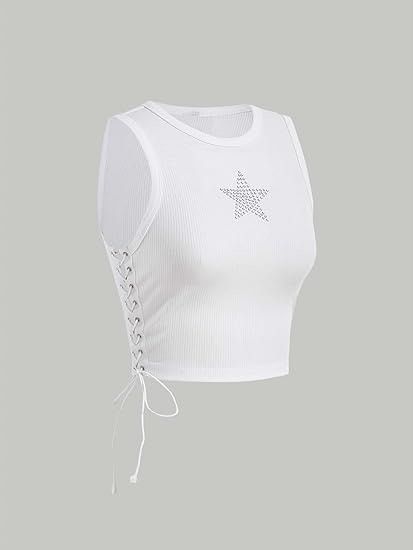 SHEIN Star Rhinestone Cropped Tank Top (Category: Sleeveless) located in Makati City. Submitted by jmion_ (Listing ID 1305661884, Image 1). Description: never used .