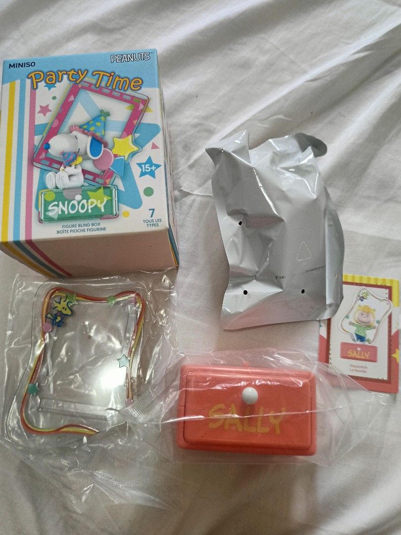 Snoopy Peanuts Party Time Blind Box (Sally) (Category: Designer & Blind Box Toys) located in Rizal. Submitted by coolfindsshop (Listing ID 1305551756, Image 3). Description: Selling at SRP Cost price (No markup) RFS: Need funds for camera repair and dog items :) Meetups in Lrt antipolo station, anonas, cubao, q ave, North by sched grab and lalamove possible by buyer's booking Feel free to inquire!.